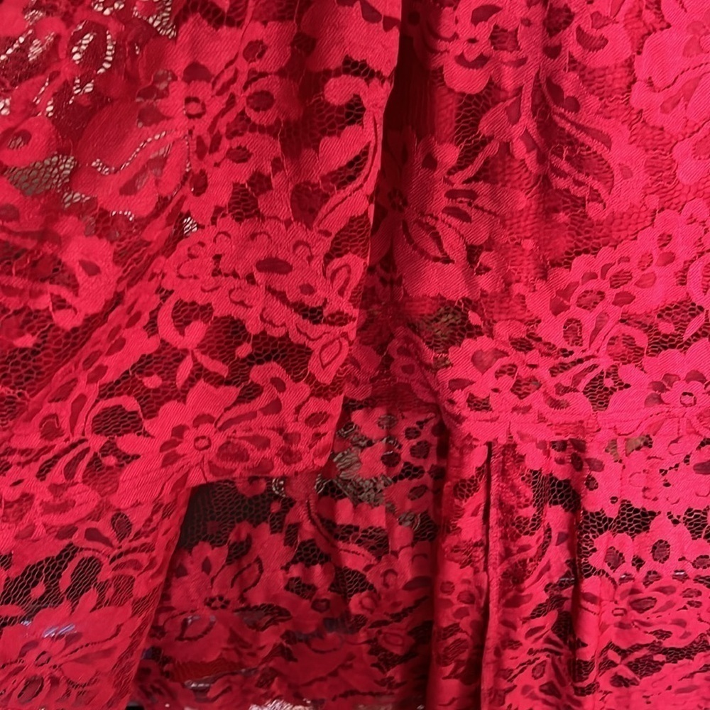 DRESSYSTAR Deep Valentines Red Halter Style Lined High Low Dress, Sz Large, GUC. - Picture 6 of 9
